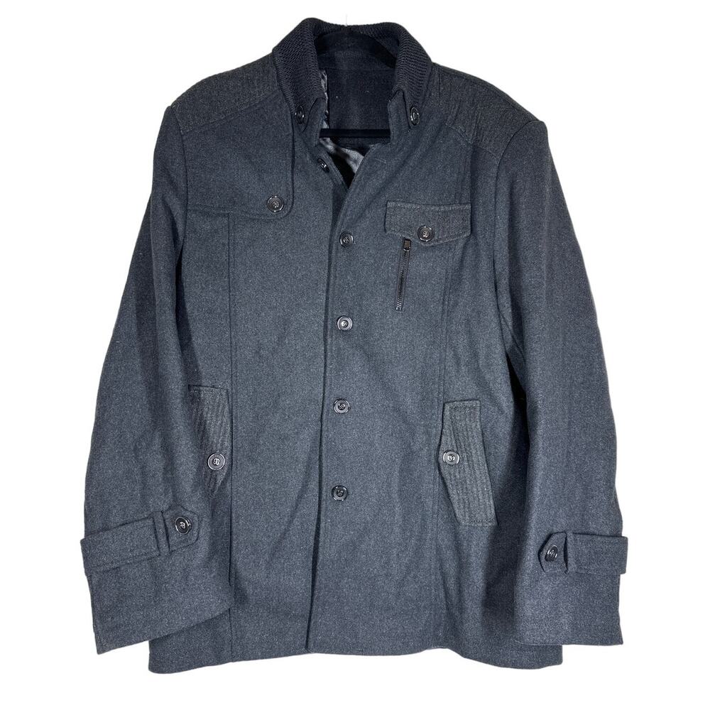 Matchstick Men's Gray Wool-Blend Single Breasted Pea Coat Jacket ** Sz L